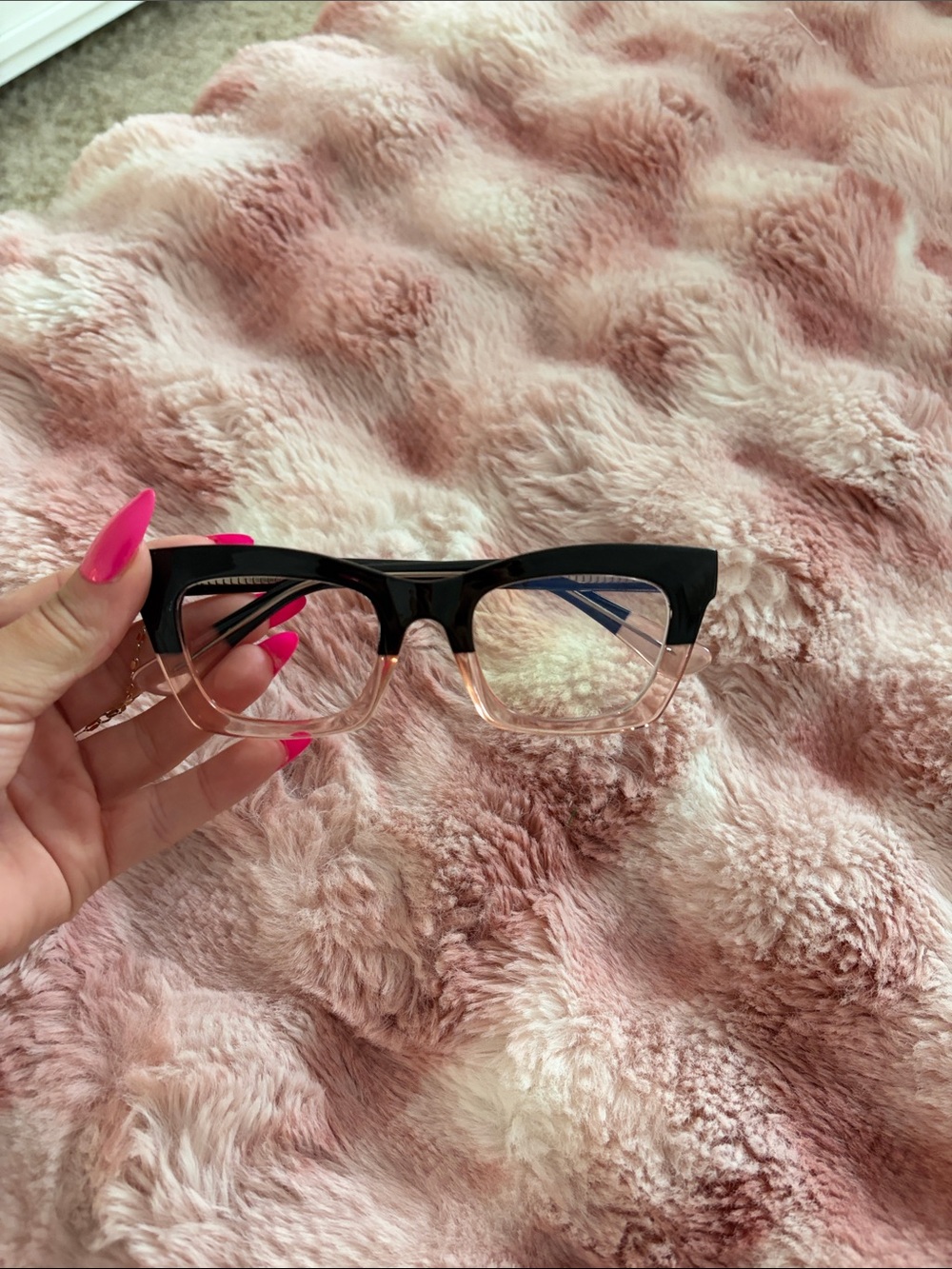Two-Tone Cat Eye Blue Light Glasses — Black & Pink